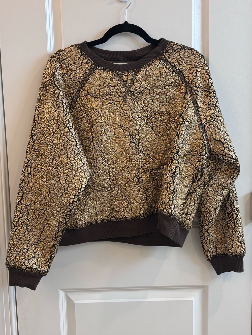 Electric & Rose Metallic Gold and Brown Cropped Crewneck